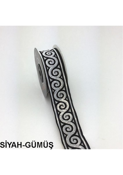 35061-BORDÜR - 10 mt Siyah-Gümüş