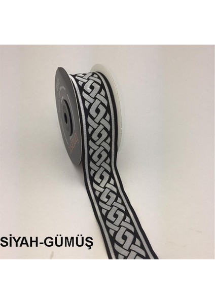 35069-BORDÜR - 10 mt Siyah-Gümüş