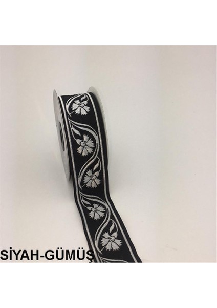 35070-BORDÜR - 10 mt Siah-Gümüş