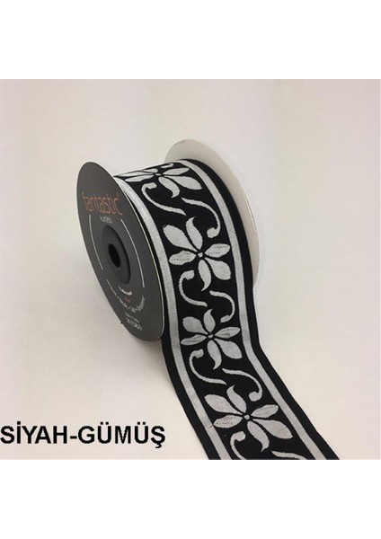 50084-BORDÜR - 10 mt Siyah-Gümüş