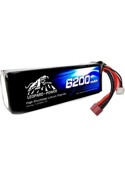 Leopard Power 6200 mAh 14.8V 4S 40C Lityum Polimer Lipo Batarya Pil T Plug