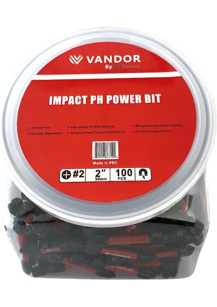 Bits Uç Matkap Ucu Tornavida Ucu Vidalama Ucu Impact Ph2-50 Kavanoz - 100 Adet