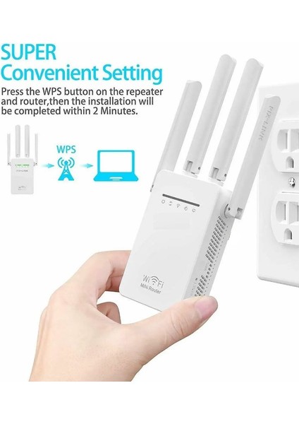 Wifi Antenli Kablosuz Sinyal Güçlendirici Alan Genişletici Wi-Fi Repeater/router/access Point Beyaz