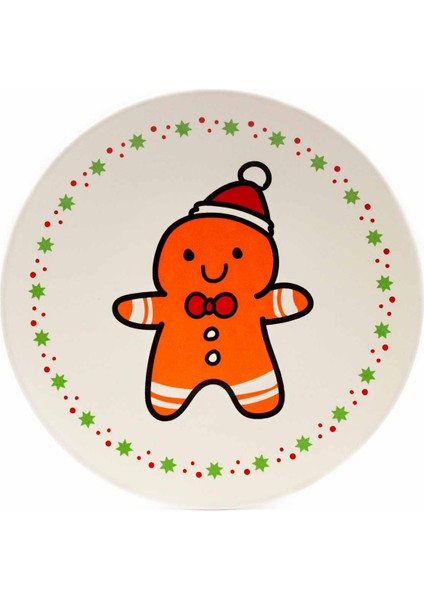 Gingerbread Cinnamon Cookie Özel Tasarım 20 cm Yılbaşı Pasta Tabağı-1 Adet Yılbaşı Temalı Pasta Tabağı