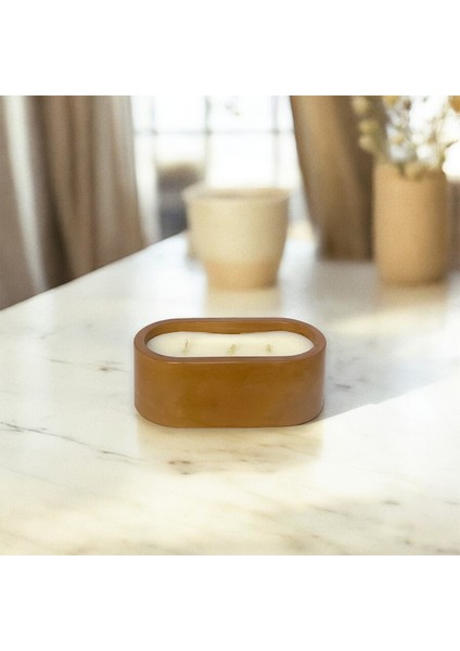 Oval Minimal Beton Kutu Okyanus Kokulu Soya Mumu