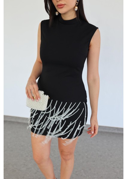 Sarkıt Incili Scuba Siyah Elbise fırsatları