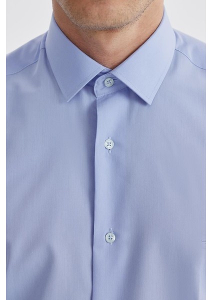 Mavi Slim Fit Desenli Cepsiz Erkek Gömlek modelleri