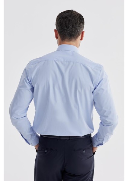 Mavi Slim Fit İtalyan Yaka Klasik Kravatlık Pamuklu Gömlek fırsatları