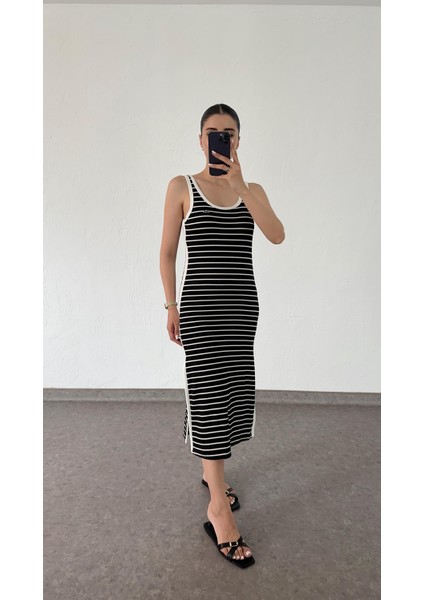 Çizgili Siyah Elbise