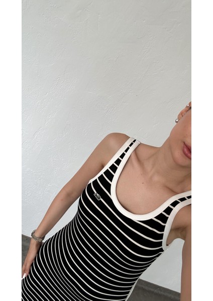 Çizgili Siyah Elbise indirimleri