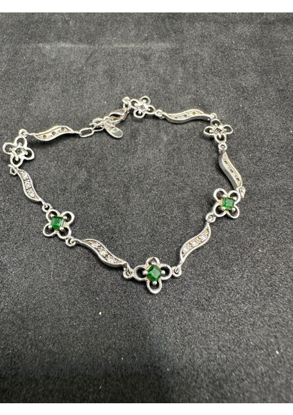 Yeşil Taşlı Otantik Kadın Gümüş Bileklik fiyatları