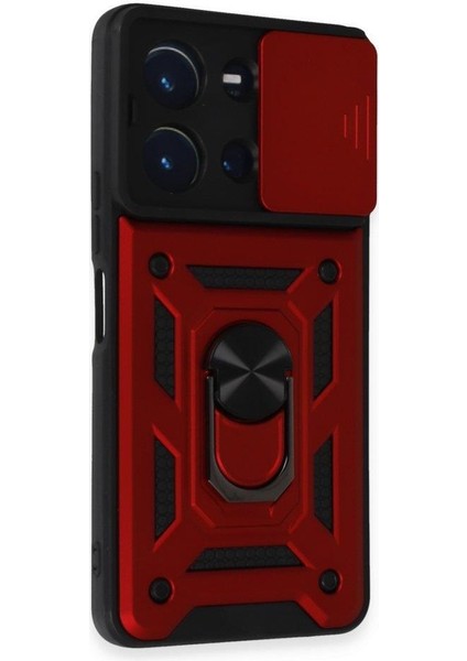 Vivo Y36 Ile Uyumlu Kılıf Kamera Korumalı Sürgülü Yüzüklü Standlı Tank