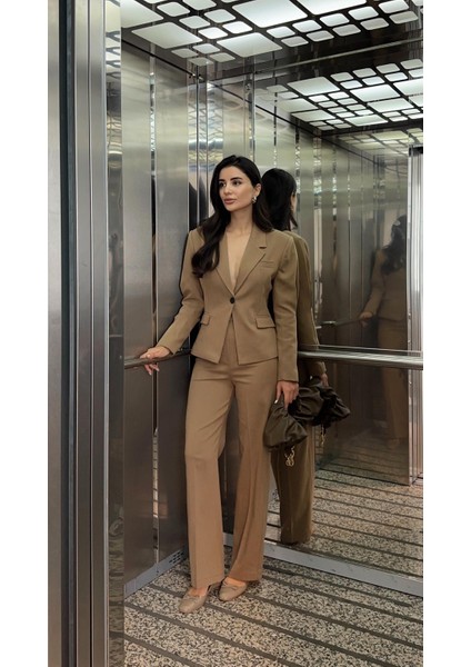 Premium Belden Oturtmalı Camel Takım