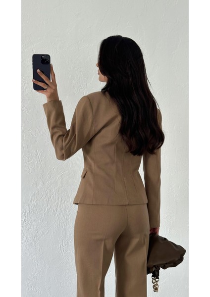 Premium Belden Oturtmalı Camel Takım