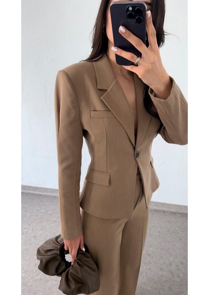 Premium Belden Oturtmalı Camel Takım