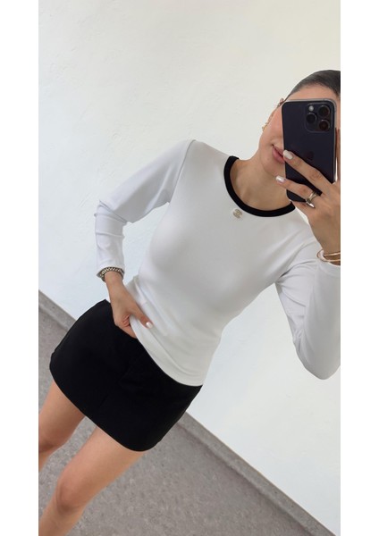 Likralı Uzun Kol Beyaz Basic Triko fiyatları