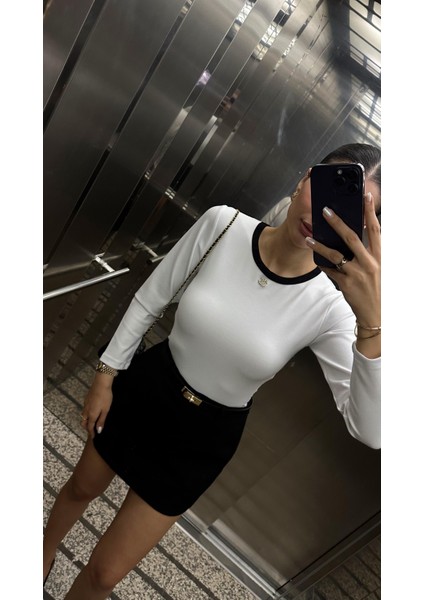 Likralı Uzun Kol Beyaz Basic Triko indirimleri