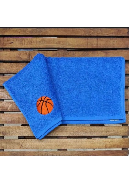 Basketbol & Spor Çocuk Antrenman Havlusu, Baskettopu Nakış Işlemeli Unisex 50X90 Baş Havlu Ebatı