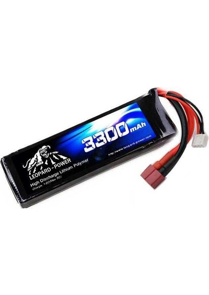 Leopard Power 3300 mAh 11.1V 3S 40C Lityum Polimer Lipo Batarya Pil T Plug