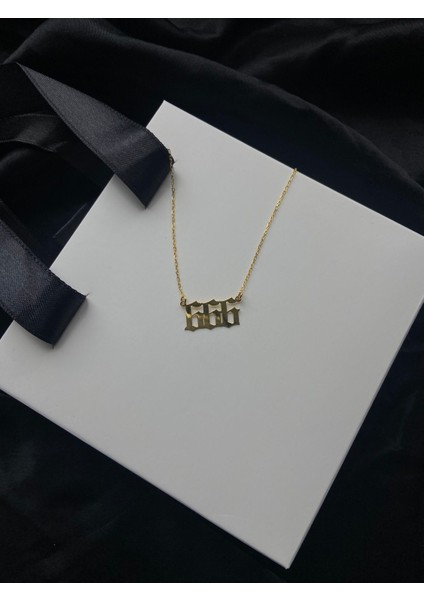 14K Altın Kaplama Melek Sayıları 666 Gümüş Kolye