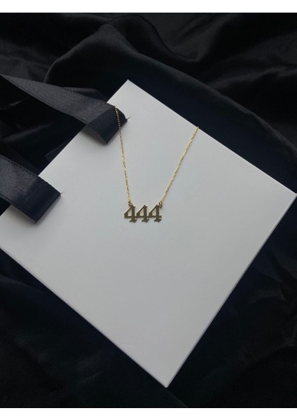 14K Altın Kaplama Melek Sayıları 444 Gümüş Kolye