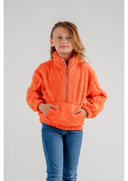 Kız Çocuk Cep Detaylı Peluş Kız Sweatshirt G4524