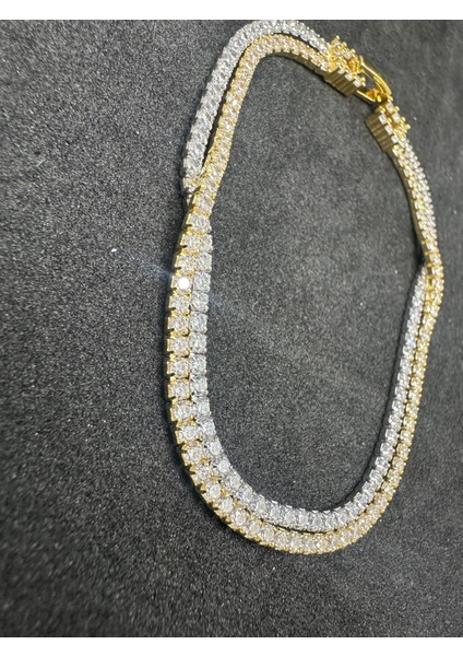 Ithal Iki Sıralı Iki Renkli Su Yolu Kadın Gümüş Bileklik modelleri