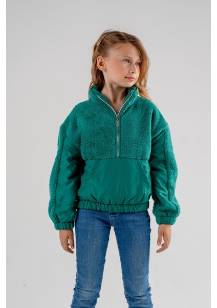 Kız Çocuk Cep Detaylı Peluş Kız Sweatshirt G4524