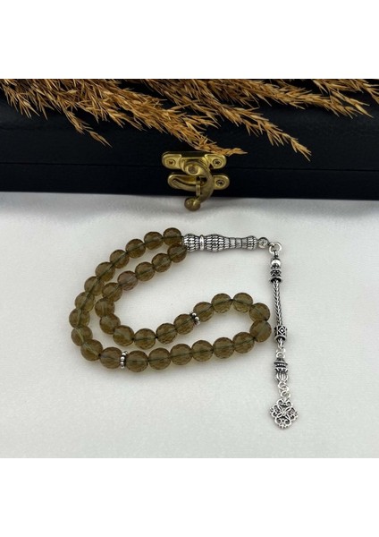 925 Ayar Otantik Motif Işlemeli Tekli Kalın Tilki Kuyruğu Küre Kesim 7 Renk Değiştiren Zultanit(Sultanit) Taşı Tesbih