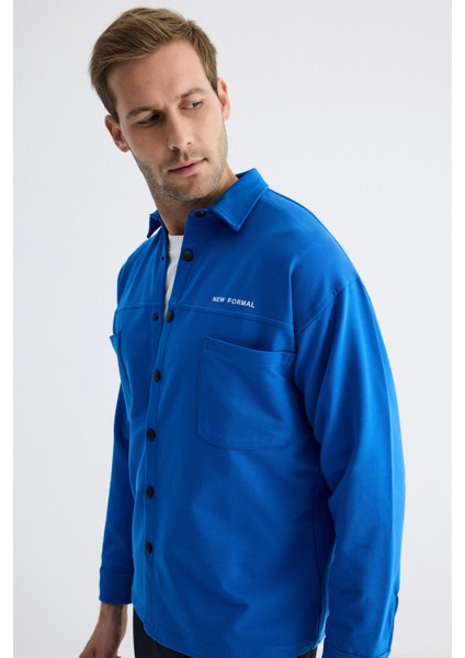 Çıtçıt Detaylı Slim Fit Sweatshirt Erkek Saks Dış Gömlek fiyatları