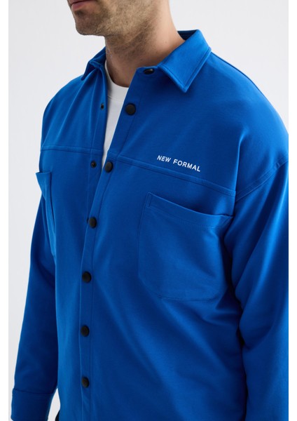 Çıtçıt Detaylı Slim Fit Sweatshirt Erkek Saks Dış Gömlek fırsatları