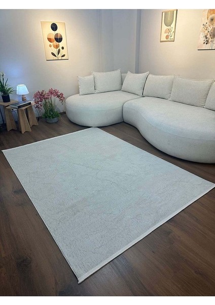 Lotus C23 Krem Kaymaz Taban Sentetik Bambu Parlak Saten Salon HALISI-004