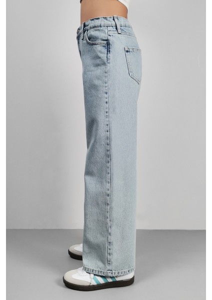 Kız Çocuk Yüksek Bel Cotton Palazzo Jean Pantolon fırsatları