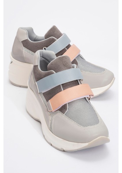 Berge Buz Multi Kadın Cırtlı Dolgu Taban Spor Sneakers