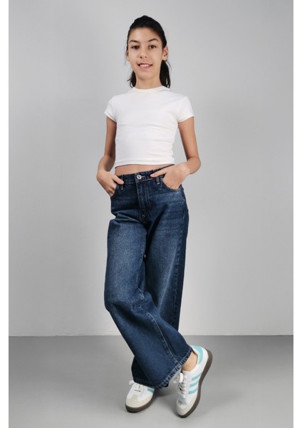 Cedy Denım Kız Çocuk Yüksek Bel %100 Cotton Palazzo Jean Pantolon indirimleri