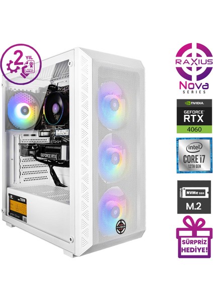 Nova G2 I7 4060-27F07 I7-12700F 64GB 1tbssd RTX4060 Freedos Gaming Masaüstü Bilgisayar