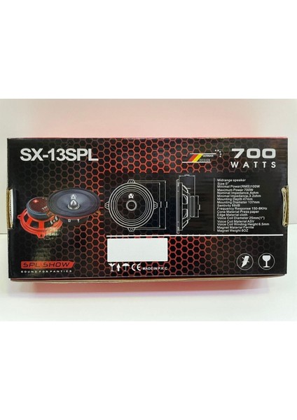 Aqoustics SX-13SPL 13 cm Midrange 700 Watt Maximum Power 2 Adet indirimleri