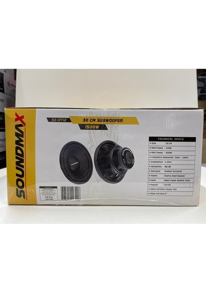 SX-RT12 30 cm Kabinli Subwoofer Bas 1500 Watt Maximum