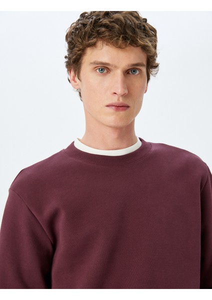 Bisiklet Yaka Pamuklu Basic Sweatshirt