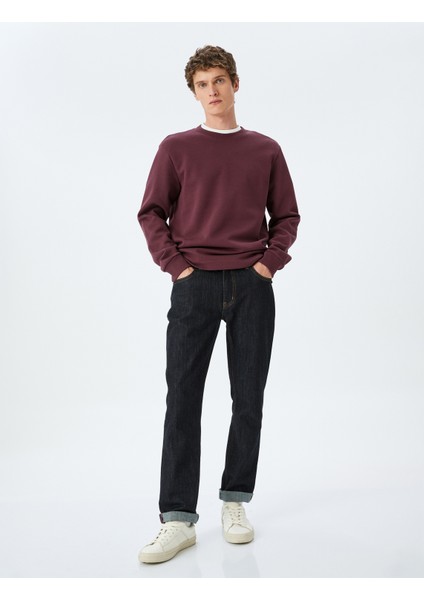 Bisiklet Yaka Pamuklu Basic Sweatshirt fiyatları