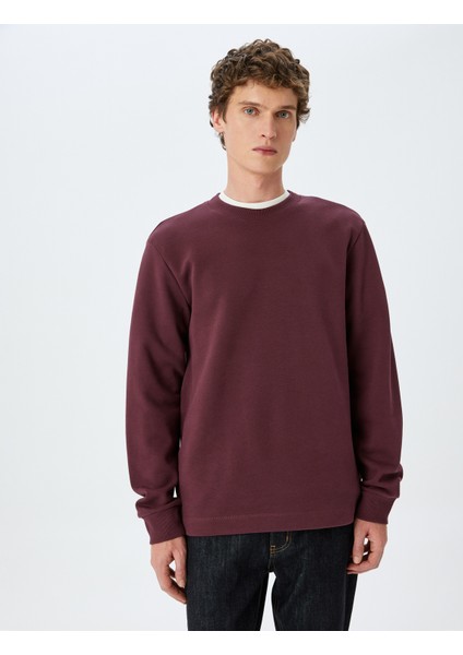 Bisiklet Yaka Pamuklu Basic Sweatshirt modelleri