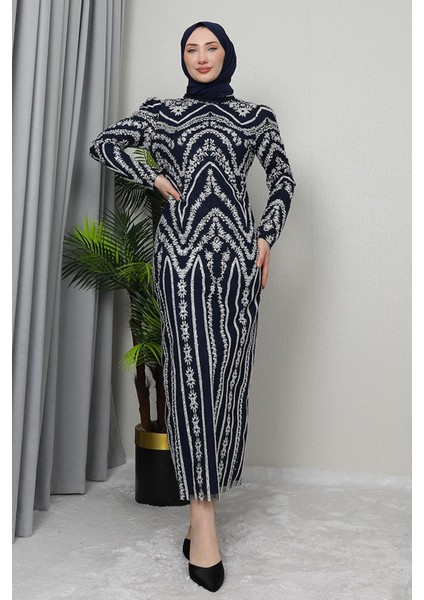 Ceren Tesettür Elbise Lacivert modelleri