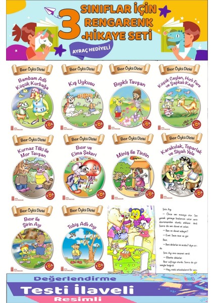 2.ve 3.sınıf Öğrencilerini Okumayı Sevdiren 10 Lu Hikaye Seti (64 Sayfa)