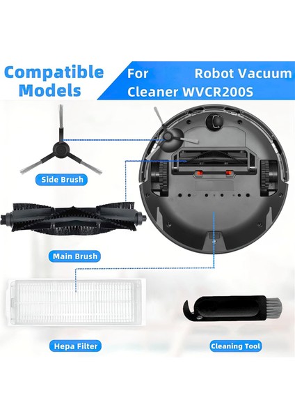 WVCR200S Robot Süpürge Ana Yan Fırça Hepa Filtre Yedek Parça Aksesuarları (Yurt Dışından) fırsatları