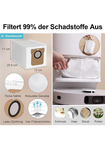 L10S ULTRA/L10 Ultra Aksesuar Seti Robot Süpürge Yedek Parçaları Toz Torbaları Paspas Mendil (Yurt Dışından)