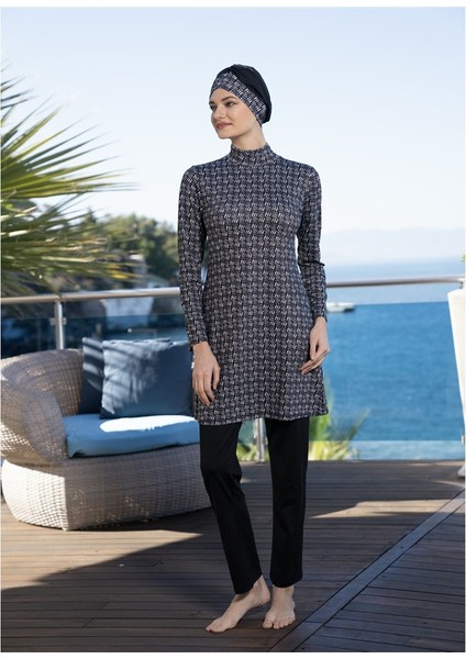 Boneli Dijital Baskı Boneli Tam Kapalı Tesettür Mayo fiyatları