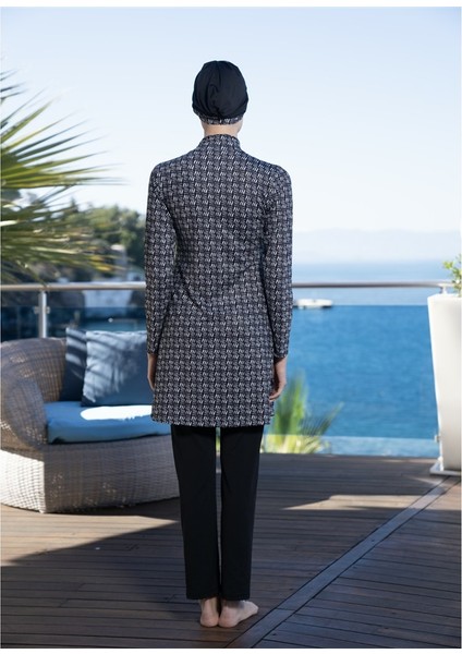 Boneli Dijital Baskı Boneli Tam Kapalı Tesettür Mayo fırsatları