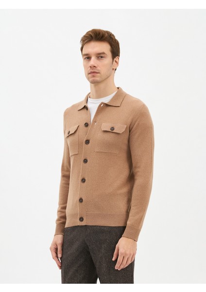 Erkek Regular Fıt Triko Hırka-Camel fiyatları