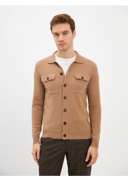 Erkek Regular Fıt Triko Hırka-Camel modelleri