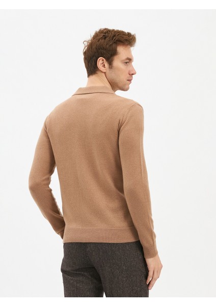 Erkek Regular Fıt Triko Hırka-Camel fırsatları